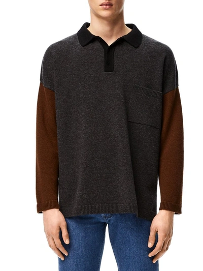 Shop Loewe Polo Collar Oversize Sweater In Multi