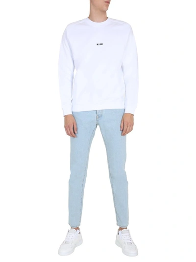 Shop Msgm Micro Logo Sweatshirt In White