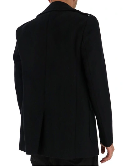 Shop Givenchy Double Breasted Coat In Black