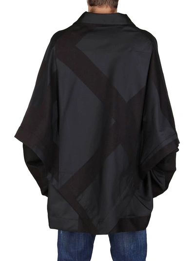 Shop Issey Miyake Oversized Grid Print Jacket In Black