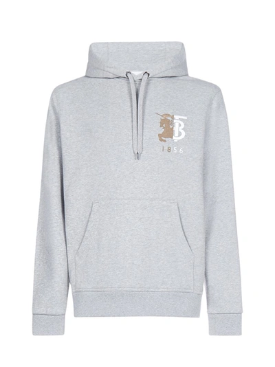 Shop Burberry Logo Hoodie In Grey