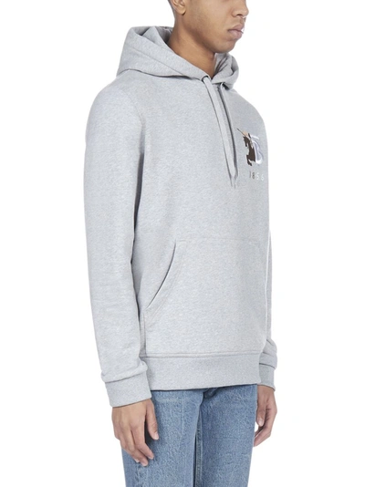 Shop Burberry Logo Hoodie In Grey