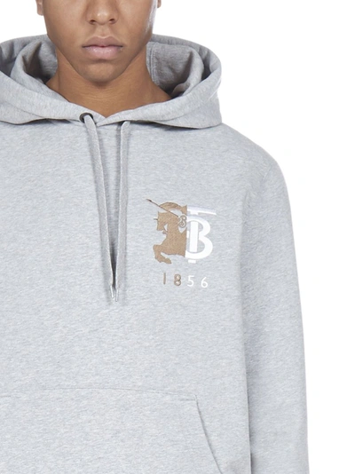 Shop Burberry Logo Hoodie In Grey