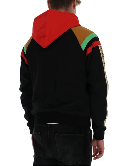 Shop Gucci Logo Patch Zipped Sweatshirt In Black
