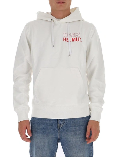 Shop Helmut Lang Thanks Logo Hoodie In White