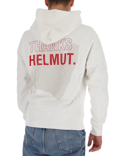Shop Helmut Lang Thanks Logo Hoodie In White