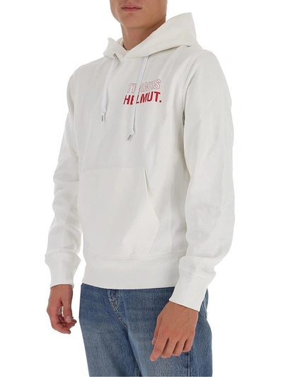 Shop Helmut Lang Thanks Logo Hoodie In White