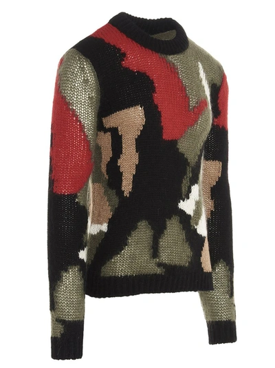 Shop Saint Laurent Intarsia Camouflage Sweater In Multi