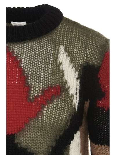 Shop Saint Laurent Intarsia Camouflage Sweater In Multi
