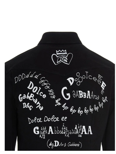 Shop Dolce & Gabbana Logo Denim Shirt In Black