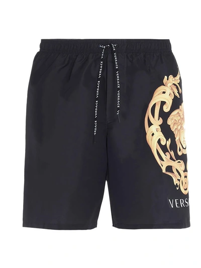 Shop Versace Medusa Print Swim Shorts In Black