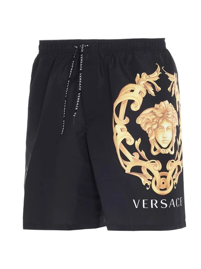 Shop Versace Medusa Print Swim Shorts In Black