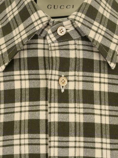 Shop Gucci Cat Patch Check Shirt In Multi