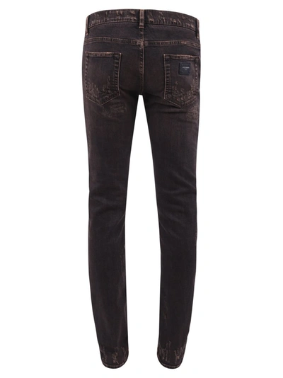 Shop Dolce & Gabbana Distressed Skinny Jeans In Brown