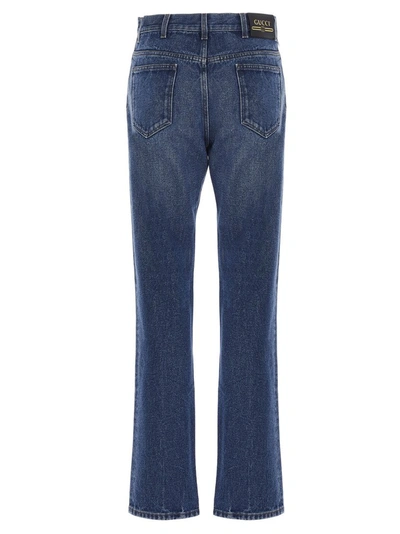 Shop Gucci Logo Patch Jeans In Blue