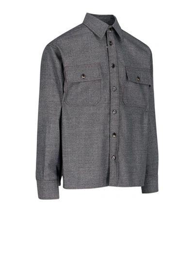 Shop Marni Pockets Detail Chore Shirt In Grey