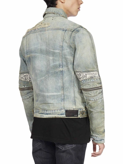 Shop Amiri Mx2 Bandana Trucker Denim Jacket In Blue