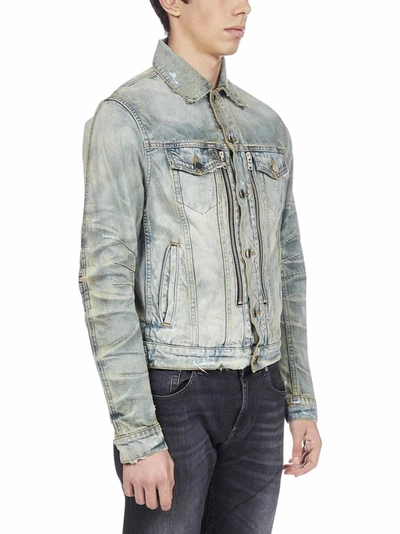 Shop Amiri Mx2 Bandana Trucker Denim Jacket In Blue