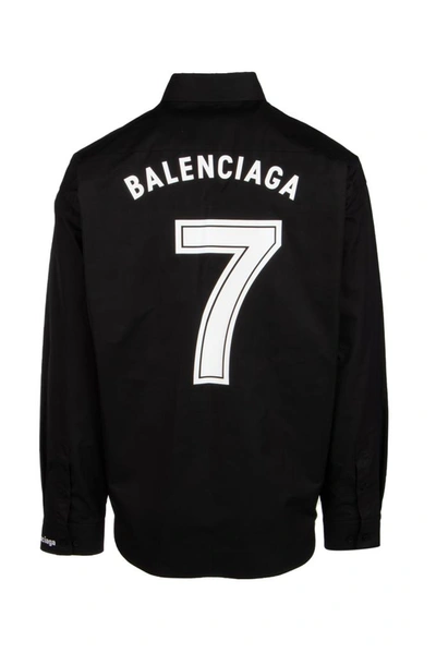 Shop Balenciaga Soccer Sponser Logo Shirt In Black