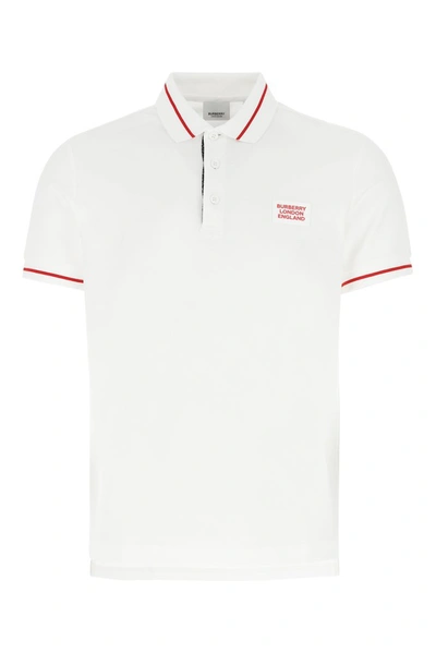 Shop Burberry Logo Patch Polo Shirt In White