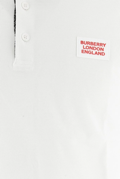 Shop Burberry Logo Patch Polo Shirt In White