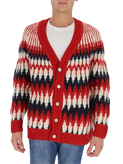 Shop Gucci Zigzag Jacquard Cardigan In Multi