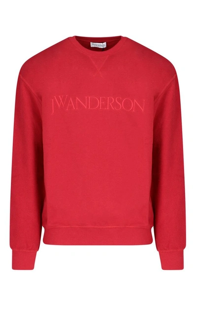 Shop Jw Anderson Logo Embroidered Sweatshirt In Red