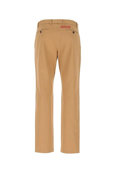 Shop Gucci Drill Chino Pants In Beige