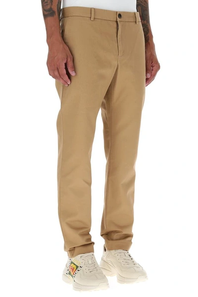 Shop Gucci Drill Chino Pants In Beige