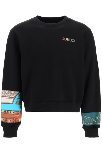 Shop Amiri Olde English Scarf Print Sweatshirt In Black