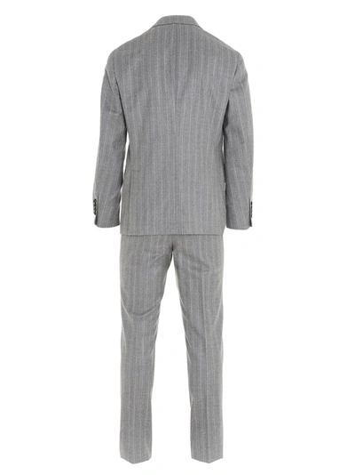 Shop Brunello Cucinelli Pinstriped Suit In Grey
