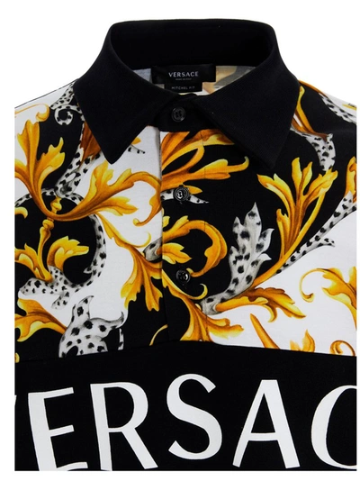 Shop Versace Baroque Print Polo Shirt In Multi