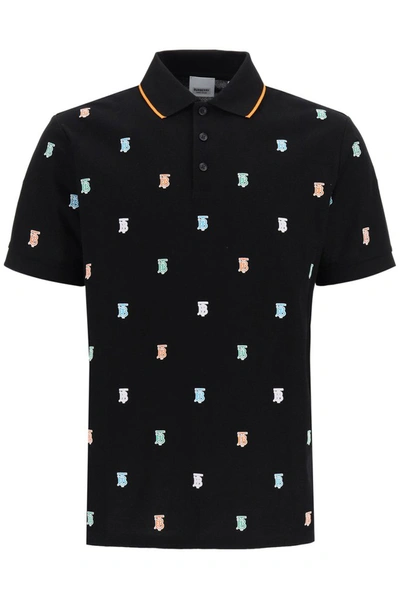 Shop Burberry Tb Monogram Polo Shirt In Black