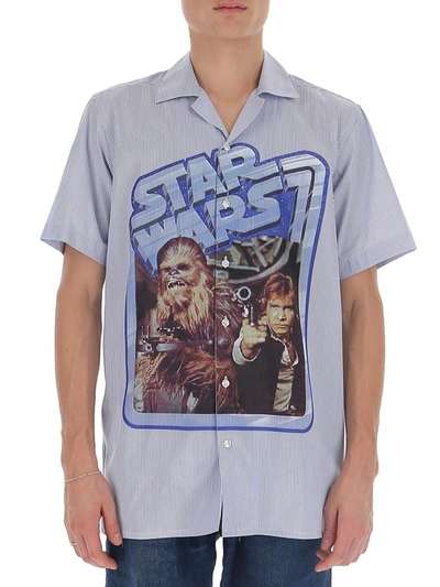 Shop Etro Star War Short Sleeve Shirt In Blue