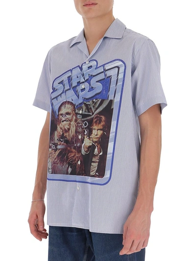 Shop Etro Star War Short Sleeve Shirt In Blue