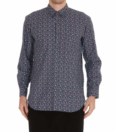 Shop Comme Des Garçons Shirt Floral Print Shirt In Blue