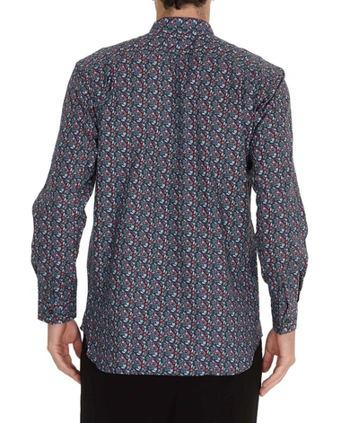 Shop Comme Des Garçons Shirt Floral Print Shirt In Blue