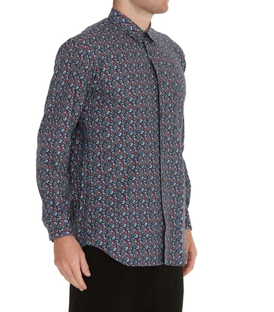 Shop Comme Des Garçons Shirt Floral Print Shirt In Blue