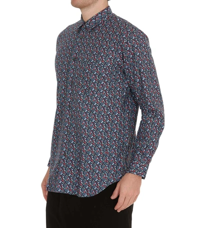 Shop Comme Des Garçons Shirt Floral Print Shirt In Blue