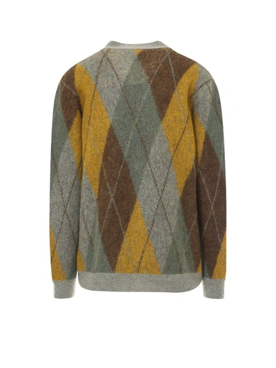 Shop Gucci Argyle Cardigan In Grey