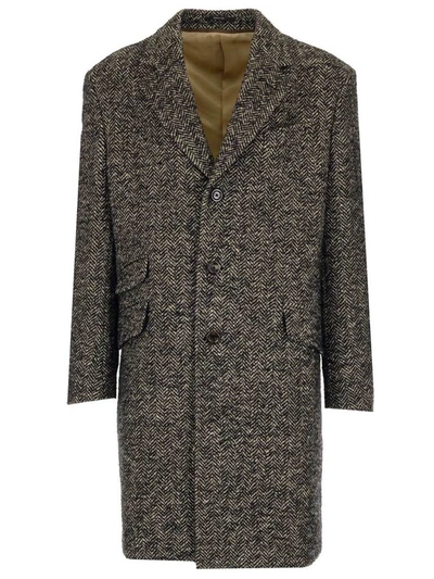 Shop Gucci Herringbone Coat In Grey