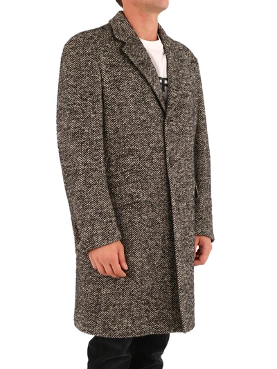 Shop Gucci Herringbone Coat In Grey