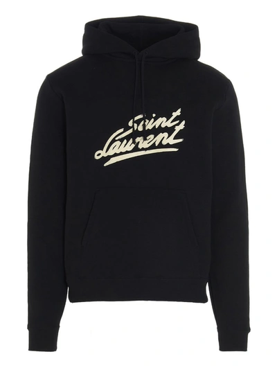 Shop Saint Laurent 50s Signature Hoodie In Black