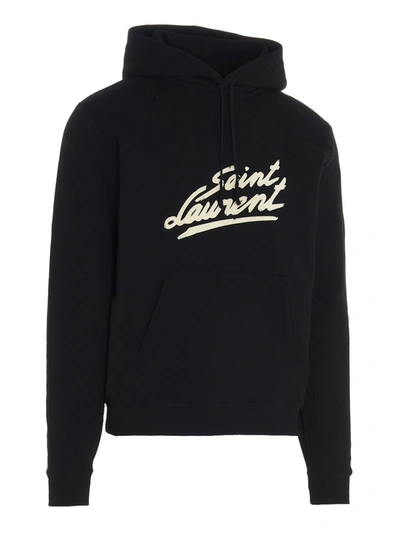 Shop Saint Laurent 50s Signature Hoodie In Black