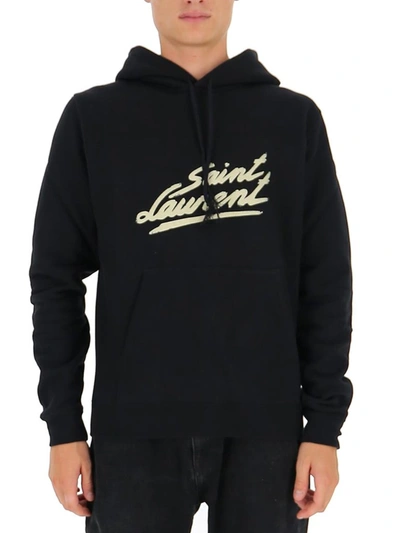 Shop Saint Laurent 50s Signature Hoodie In Black