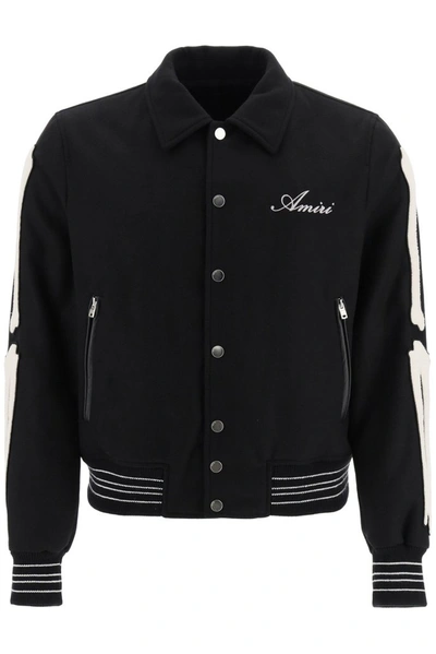 Shop Amiri Chenille Bones Teddy Jacket In Black