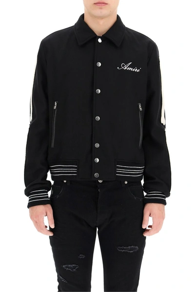 Shop Amiri Chenille Bones Teddy Jacket In Black