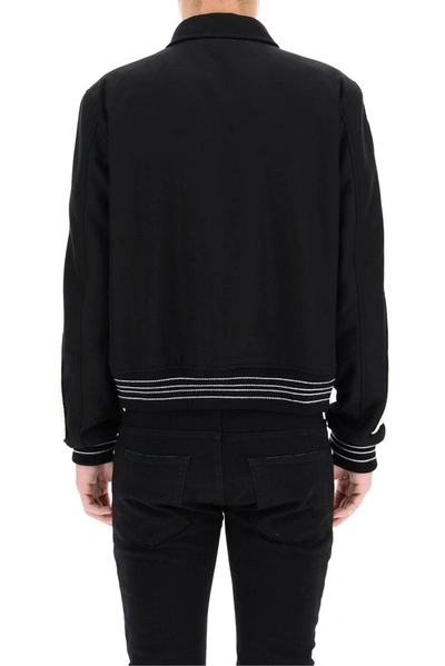 Shop Amiri Chenille Bones Teddy Jacket In Black