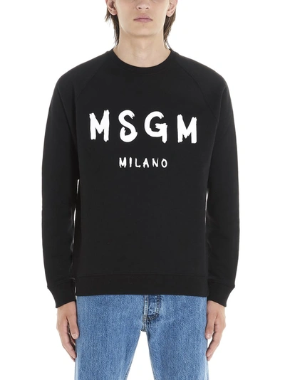 Shop Msgm Logo Printed Crewneck Sweatshirt In Black