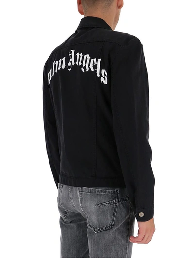 Shop Palm Angels Logo Print Jacket In Black